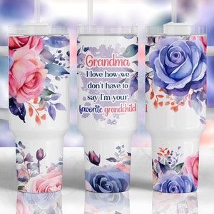 Grandma Floral 40 oz Tumbler Sublimation Design, 40 oz Tumbler Wrap PNG, Instant Digital Download PNG