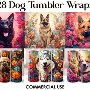 28 Dog Tumbler Wrap Bundle for Sublimation Design, Straight & Tapered Tumbler Wrap PNG,Instant Digital Download PNG