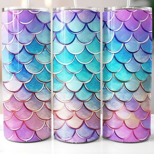 Mermaid Scale Tumbler Wrap Sublimation Design, Straight & Tapered Tumbler Wrap PNG, Instant Digital Download PNG