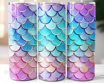 Mermaid Scale Tumbler Wrap Sublimation Design, Straight & Tapered Tumbler Wrap PNG, Instant Digital Download PNG