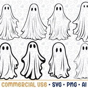 8 Geister svg-bundle, Geist-silhouette, Png, Vektor, kommerzielle Nutzung, transparenter Hintergrund, SVG-Dateien, SVG-Bundle, für Cricut