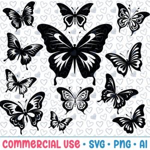 12 butterfly svg bundle,butterfly silhouette,png,vector,commercial use,transparent background,svg files,svg bundle,for cricut,butterflies