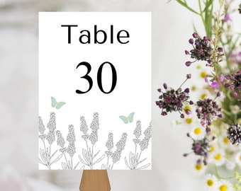 Numéros de table de mariage lavande | Téléchargement des numéros de table de mariage | Numéros de table | Téléchargement instantané | Imprimer tel quel | Numéros de table imprimables