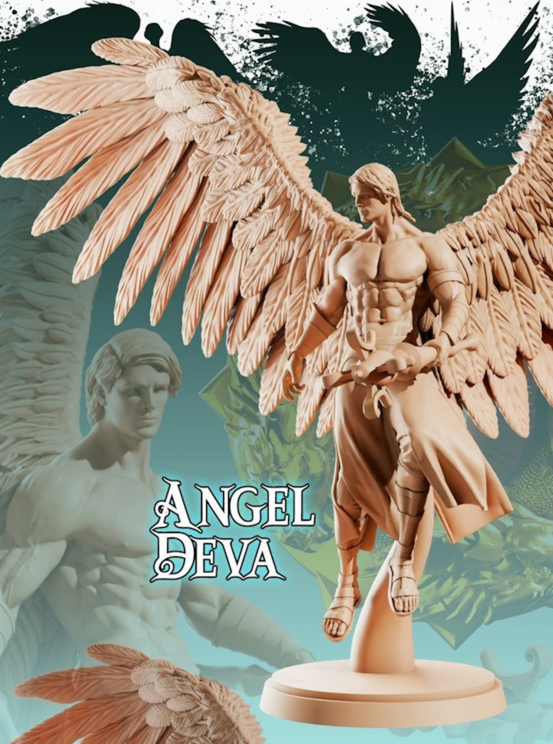 Angel Deva | RPG | Dnd | 32mm 3D Printed Miniatures | Portal - Etsy ...