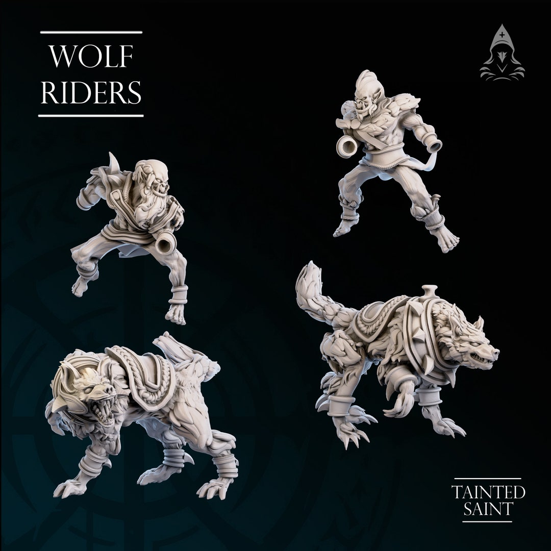 Orc Wolf Riders RPG Dnd 32mm 3D Printed Miniatures - Etsy