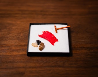 Mini Zen Garden Kit (Square): 3D-Printed Japanese Meditation Set
