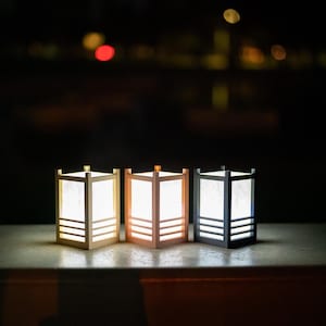 Japanese Paper Lantern | LED Mood Light | Shoji Style Table Lamp | Zen Decor | Washi Paper Night Light