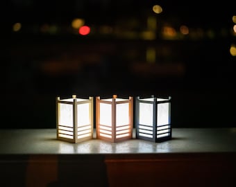 Washi Paper Lantern (Style 1): Japanese Shoji Style LED Night Light