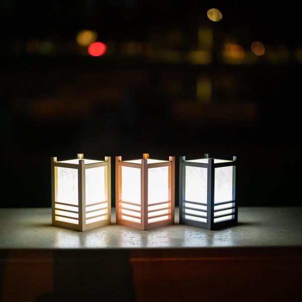 Washi Paper Lantern (Style 1): Japanese Shoji Style LED Night Light