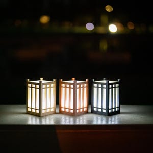 Japanese Paper Lantern | LED Mood Light | Shoji Style Table Lamp | Zen Decor | Washi Paper Night Light