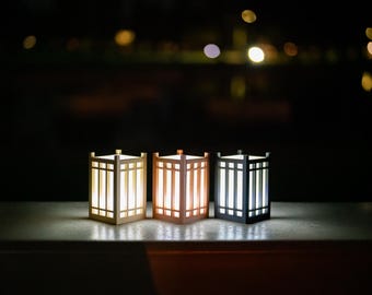 Washi Paper Lantern (Style 3): Japanese Shoji Style LED Night Light