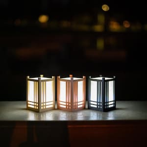 Japanese Paper Lantern | LED Mood Light | Shoji Style Table Lamp | Zen Decor | Washi Paper Night Light