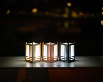 Washi Paper Lantern (Style 2): Japanese Shoji Style LED Night Light