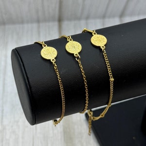 Gold Plated St Benedict Medal Bracelet - Religious Protection