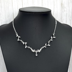 Diamante Crystal Bridal Necklace: Victorian Leaf & Flower Choker