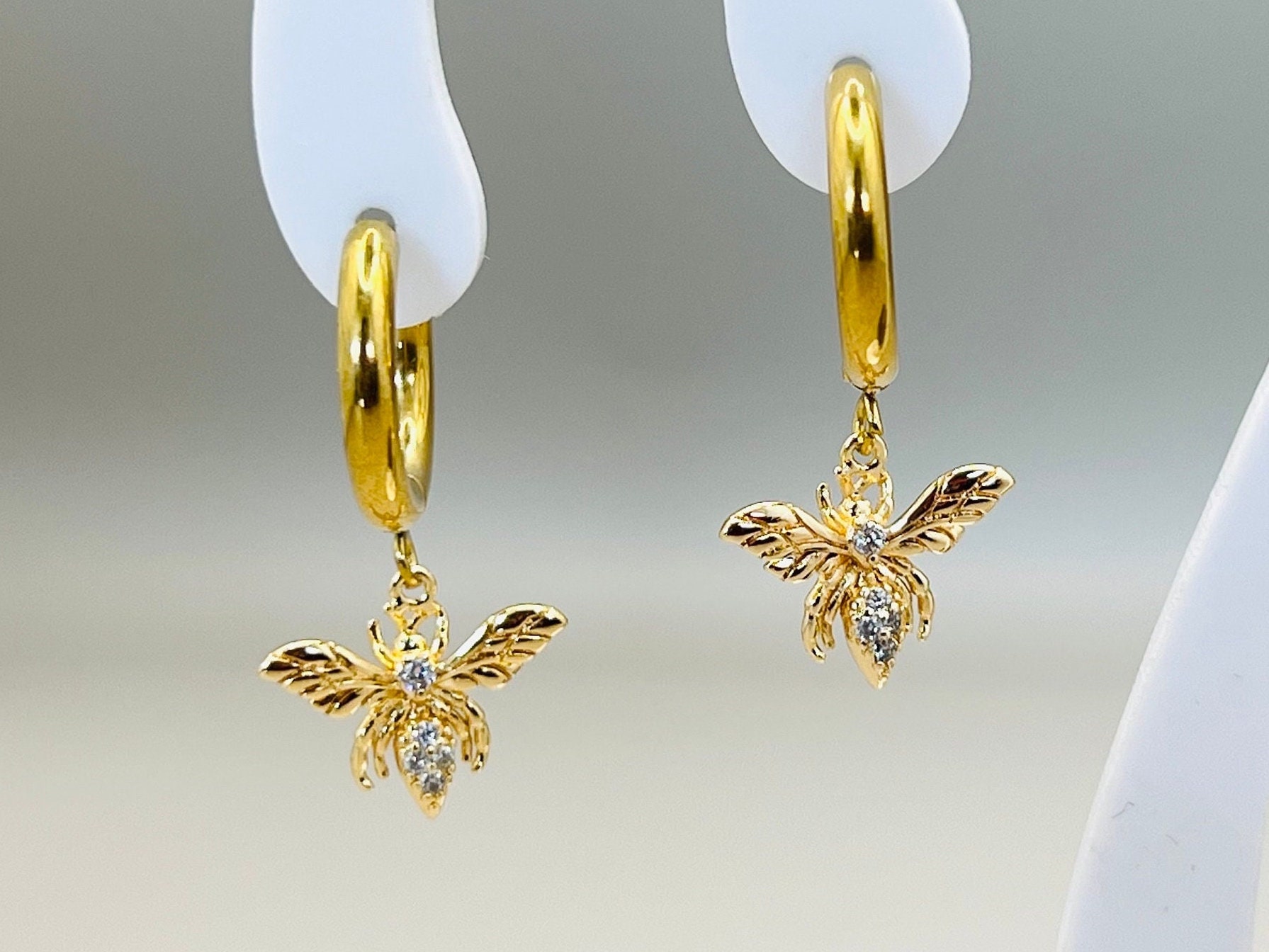 Sapphire Midi Hoops with Bumble Bees main image 0