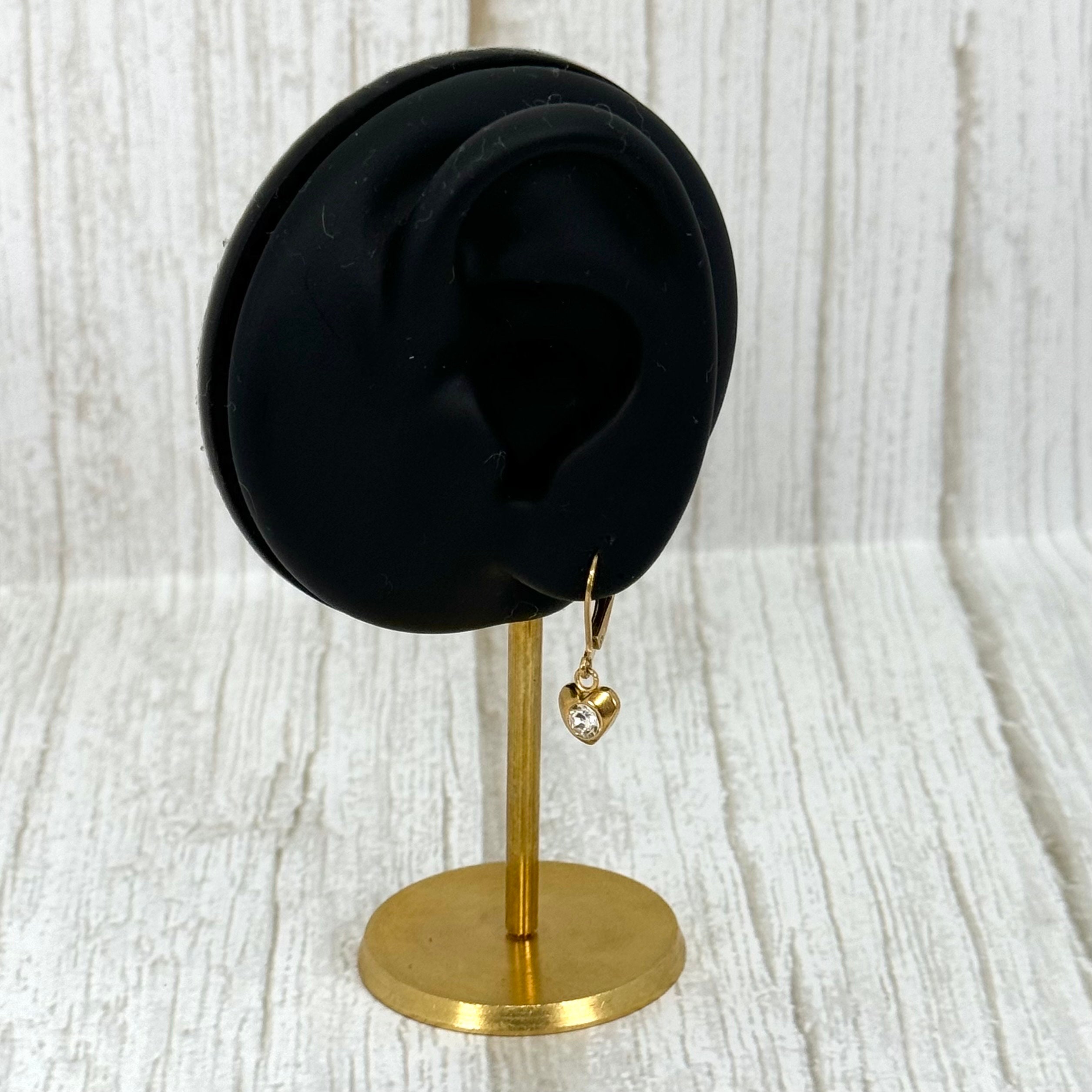 Lovely Dainty Gold Plated Heart Earrings, Love Heart CZ Drop