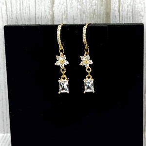 Leafy Branch Vine Petal Flower Bridal Necklace, Earring, Bracelet Set, Gold Daisy CZ Crystal Rhinestone Choker, Drop Huggie Hoop Earring,