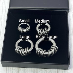 Silver Steel Chunky Earrings with Open Jumprings, Stainless Steel Statement Fashion Hoops, Gothic Punk Jewellery image 5