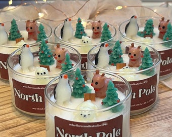 North Pole Sojakerze: Weihnachtliche Aromatherapie, Holzdocht, Rentier-Dekor