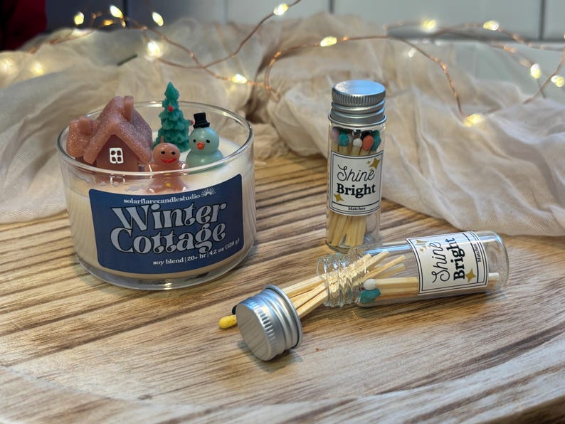 Winter Cottage Soy Candle | Wood Wick Christmas Aromatherapy - Etsy