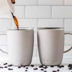 Vinglacé Coffee Cup Tumbler With Glass Insert, Coffee Cup Tumbler With Handle, Travel Mug, Mothers Day Gift, Coffee Cup For Her