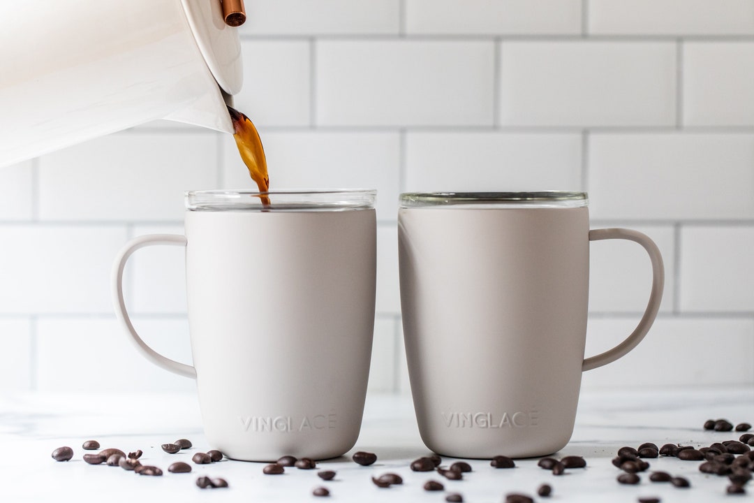 Vinglacé Coffee Cup Tumbler With Glass Insert, Coffee Cup Tumbler With Handle, Travel Mug