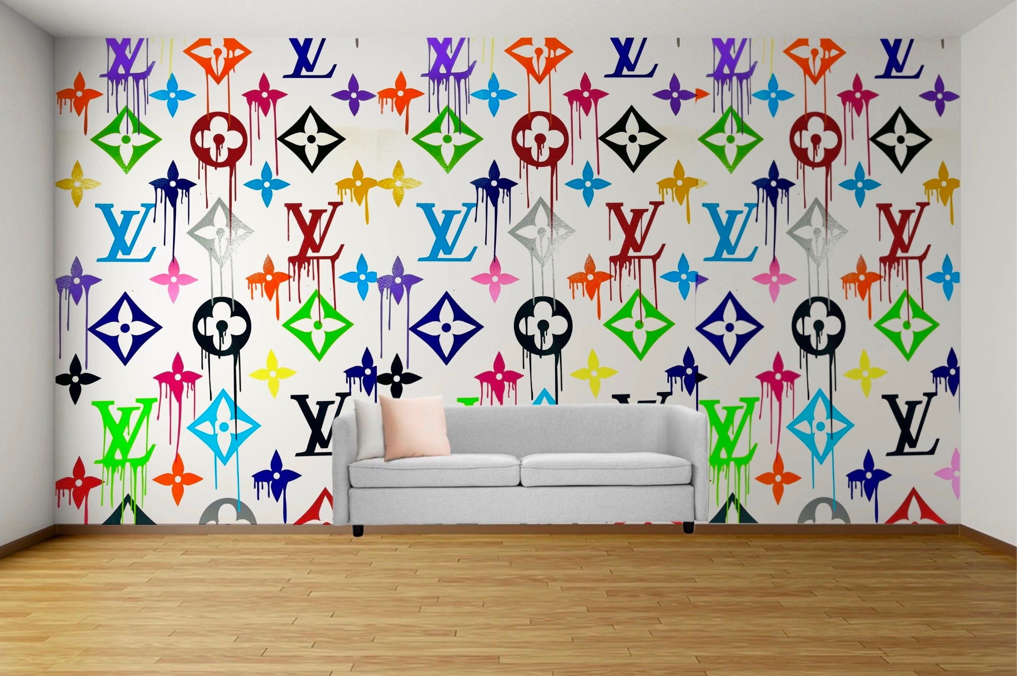 Louis Vuitton Logo Pattern Wall Decal Home Decor Bedroom Room