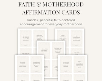 Christian Affirmation Cards for Moms, Faith & Motherhood Printable, Bible-Based Encouragement Cards, Scripture Inspired Affirmations PDF
