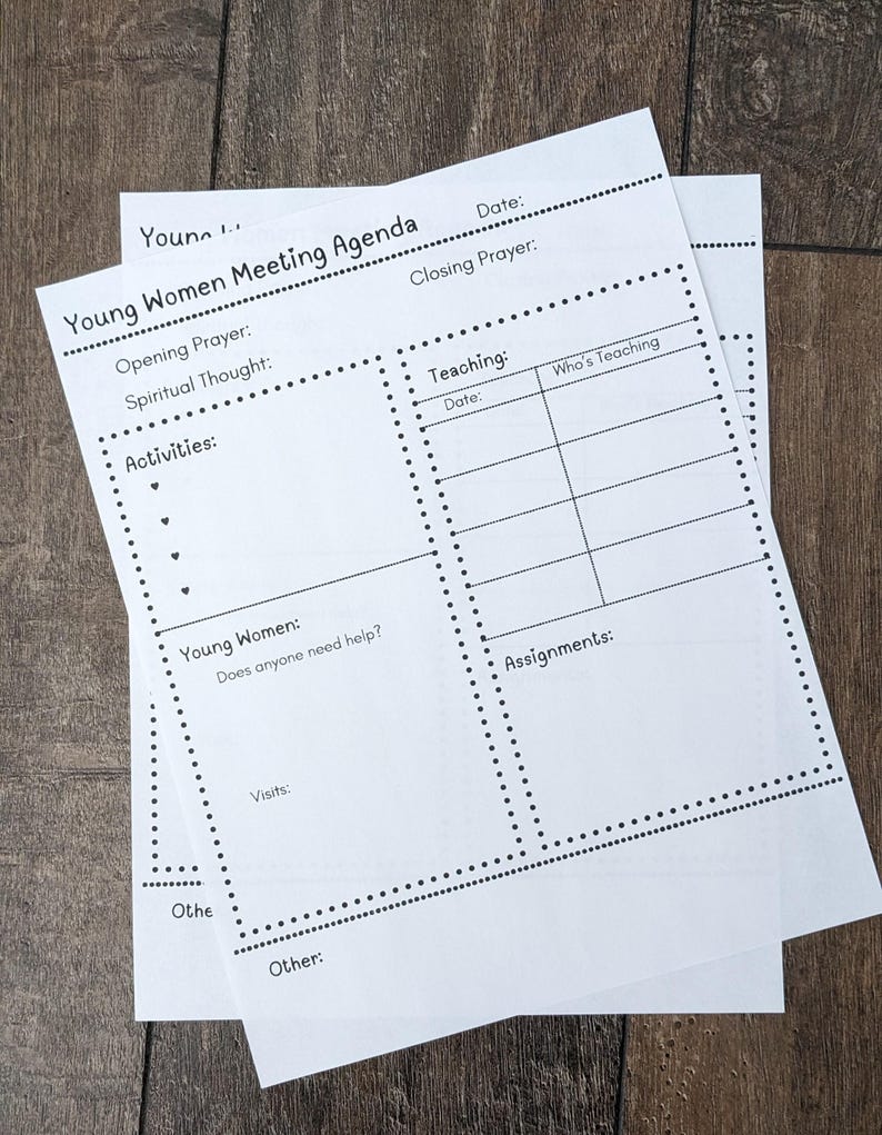 LDS Young Women Meeting Agenda - Etsy