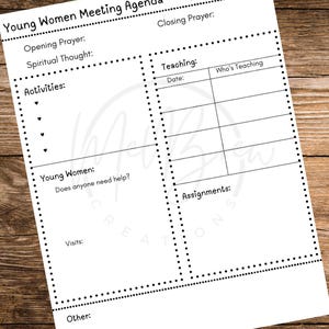LDS Young Women Meeting Agenda