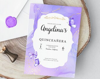 Quinceanera Invitation Template | Quinceañera DIY Template, Printable Invitation and Digital Evite Template, 15th Birthday Canva Template