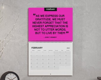 Attitude of Gratitude Calendar 2024, Calendar for the New Year, Gift Ideas, Thankfulness, Positivity, Gratitude Quotes, Monthly Inspiration