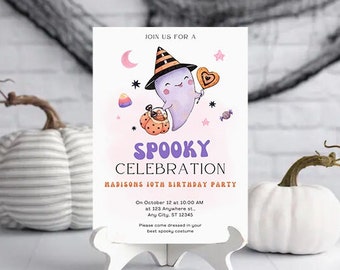 Halloween Our Boo Is Turning Two Invitation Template and Digital E-vite Template, Whimsical Birthday, Halloween Party Invite