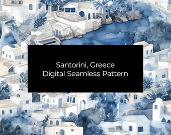 Santorini Greece Seamless Digital Pattern | Scrapbooking Pattern | Digital Download | Seamless Pattern for Printing