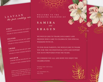 Anand Karaj Canva Ceremony Guide Template | Indian Wedding DIY Template, Printable Itinerary Template, Sikh Wedding Invitation Template