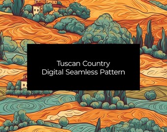 Tuscany Van Gogh Style Seamless Pattern - Digital Download - Digital Printables
