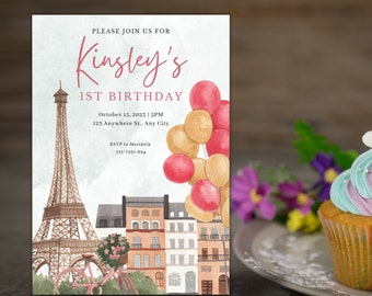 Parisian Neighborhood Birthday Invitation and Digital Evite |  DIY Template, Printable Invitation Template | Editable Paris Invitation