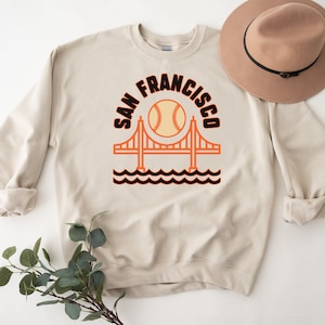 SF Baseball Pullover San Francisco Crewneck Golden Gate Bridge Hoodie Vintage T-Shirt Retro Throwback Fan Shirt Unisex Geschenk für Sie