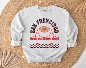 Throwback San Francisco Football Sweatshirt Retro SF Crewneck Vintage Hoodie Distressed Sweater Cute Game Day T-shirt Fan Gift For Her