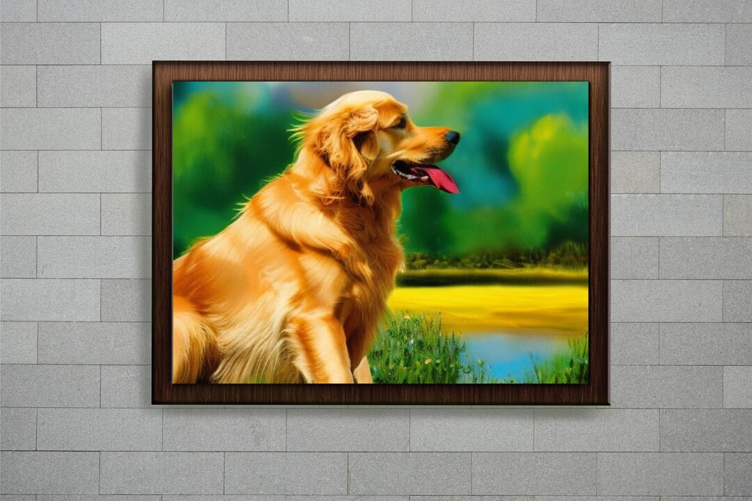 Golden Retriever Digital Print Dog Wall Art Canvas Print Action ...
