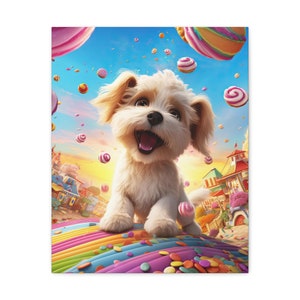 Puppy in Candyland|Cartoon Dog Portrait|Animated Dog Photo|Cartoon Dog PNG|Cartoon Dog SVG JPG|Children Wall Art Decor|Digital Dog Print