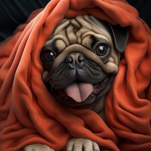 Happy Pugs Snug in Blankets Pug Wall Art (2 Pack)|Pug Digital Prints|Pug SVG|Pug JPEG|Pug PNG|Dog Digital Print|Dog Wall Art