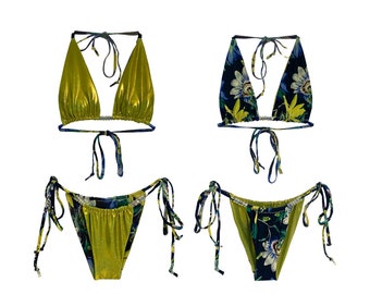 SICA | Reversible Sliding String Bikini Set - Lemon Lime