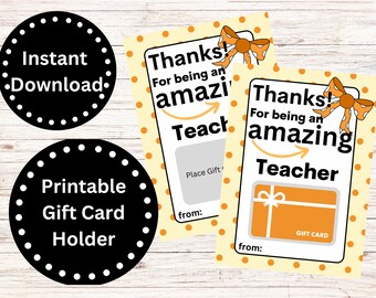 Portatarjetas de regalo imprimible para agradecer a los profesores (PDF)