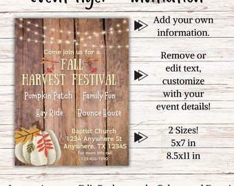 EDITABLE Fall Event Flyer, Fall Harvest Festival Invite, Vendor Flyer, Custom Fall Market Flyer, DIY Template, Marketing