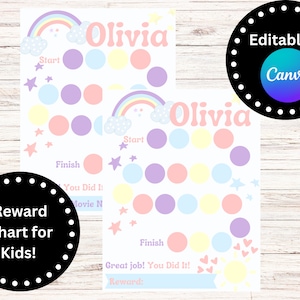 Rainbow Reward Chart | Printable Reward Chart | Editable | Chore Chart | Behavior Chart | Kids Routine Sticker Chart | Daily Chore Chart