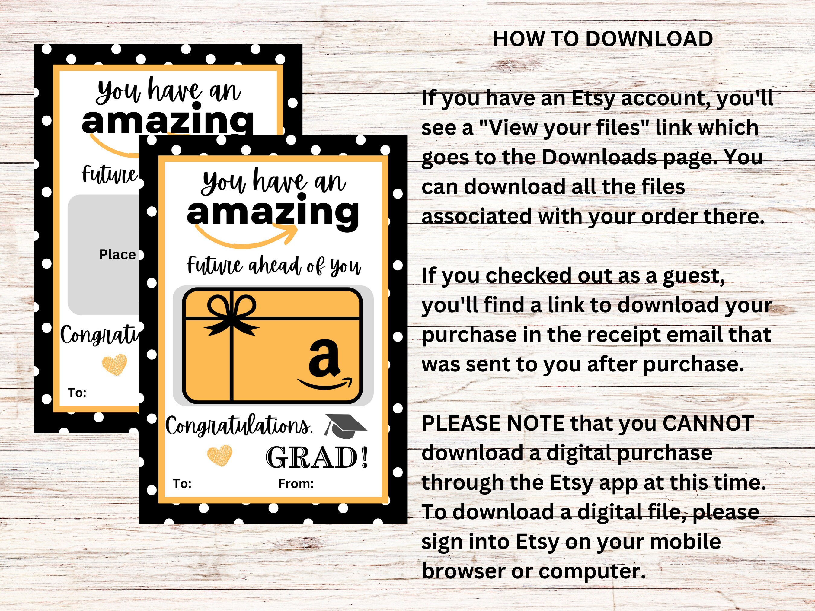PRINTABLE Gift Card Holder, Grad Gift, Amazon Gift Card, Graduation Printable, Grad Gift Card
