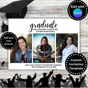 Graduation Party Invitation With Picture, Digital Invite Template, Graduation for Him or Her, Class of 2024, Graduation Announcement Invite