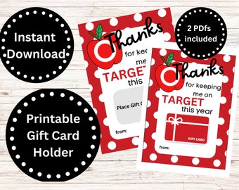 Target Gift Card Holder, Teacher Appreciation Printable (PDF)